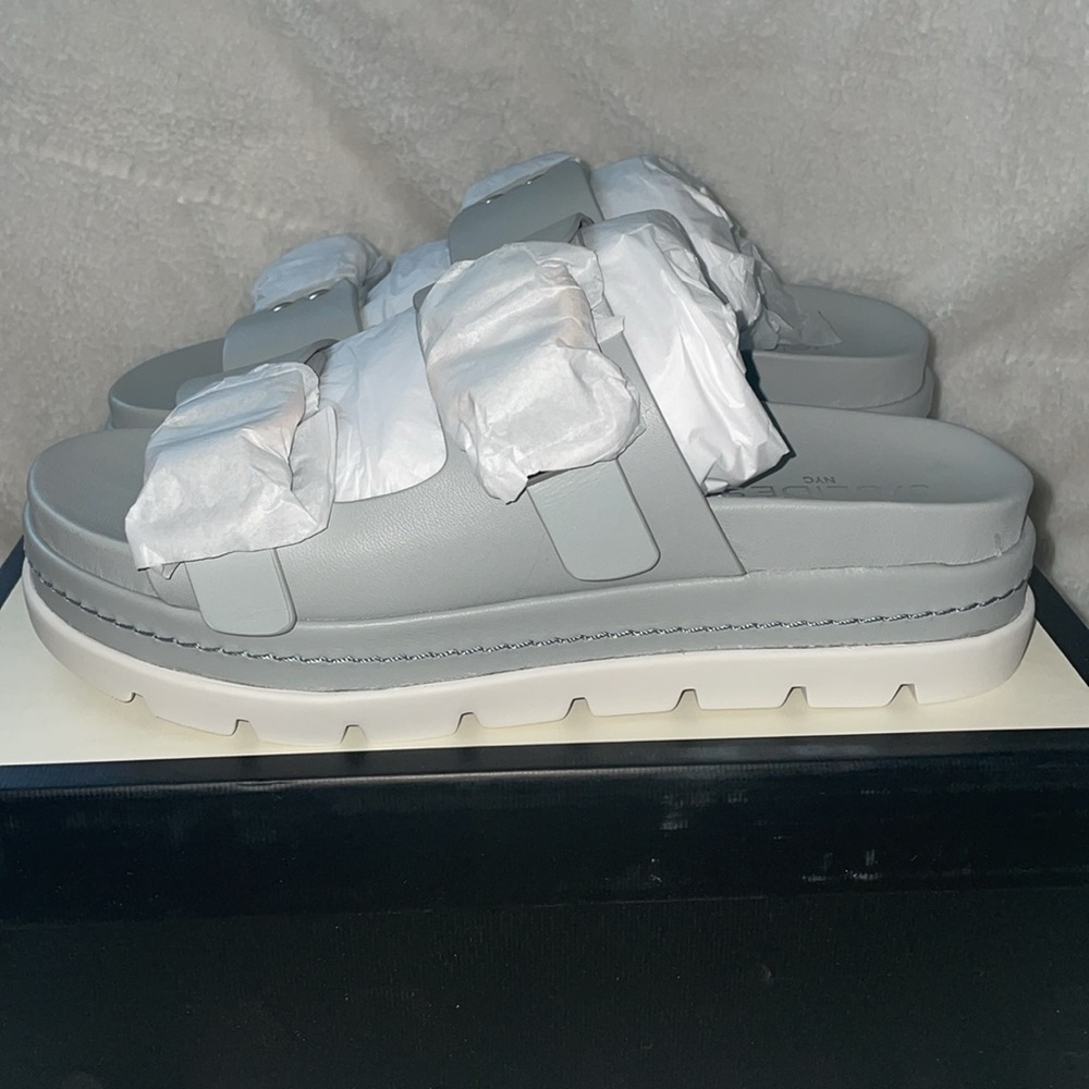 NWT J/SLIDES BAHA Light Grey Leather Sandal - Picture 10 of 14